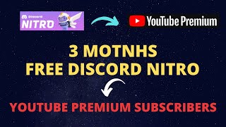 FREE 3 Months of Discord Nitro for YouTube Premium Subscribers  Discord Nitro Gift from Youtube [upl. by Aura]