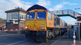 GBRf 66767 Kings Cross PSB 1971  2021 heading through Narborough Station [upl. by Ellasal]