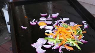 River Dirt Fajitas On 36 inch Blackstone griddle [upl. by Annoid]