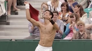 Novak Djokovic Wimbledon Champion and Grigor Dimitrov Do a Strip Tease Dance on the Court [upl. by Kleeman30]