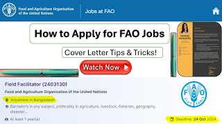 FAO Field Facilitator Job Application Cover Letter Writing Made Easy [upl. by Cherin]