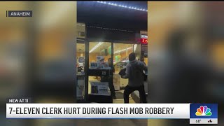 7Eleven clerk hurt during flash mob robbery in Anaheim [upl. by Eceinwahs964]