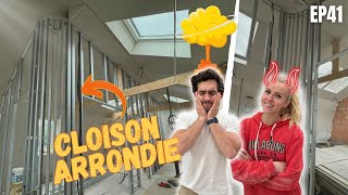 ON CREE UNE CLOISON ARRONDIE  Structure rails amp montants  VLOG Rénovation Hangar 41 J205 [upl. by Mailliw]