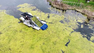 EcoHarvester 2020 Drone Video Skimming Algae amp Pulling Aquatic Weeds [upl. by Naelopan]