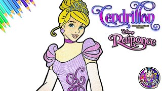 DISNEY PRINCESS CINDERELLA IN RAPUNZELS DRESS COLORING BOOK COLOR SWAPCENDRILLON TANGLED RAIPONCE [upl. by Arrek]