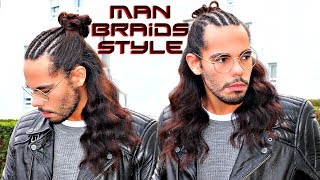 MAN BRAIDS Hair Trend 2018 Hairstyle For Men With Long Hair Tutorial [upl. by Mainis]