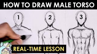 How To Draw Male Torso Three Different Ways [upl. by Upali]