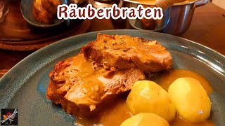 Räuberbraten knusprig und butterweich Schweinebraten aus dem Backofen mit einer leckeren Soße [upl. by Lemert543]