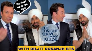 Jimmy Fallon Diljit Dosanjh The tonight show BTS Jimmy Fallon learning Hindi from Diljit Dosanjh [upl. by Neddy]