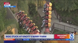 Live coverage Riders stranded in midair after ride malfunctions at Knotts Berry Farm [upl. by Couq164]