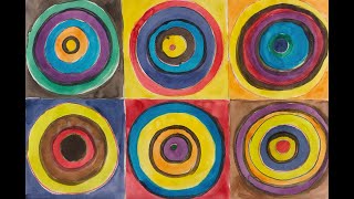 How to Paint in the Style of Wassily Kandinsky  Squares with Circles  Watercolor  All Ages [upl. by Mel]