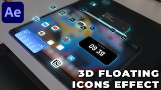 3D Floating Icons Effect in After Effects  After Effects Tutorial [upl. by Nywloc435]