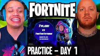 TYLER1 FORTNITE PRACTICE  DAY 1  TYLER1 VS TIMTHETATMAN [upl. by Baiss]