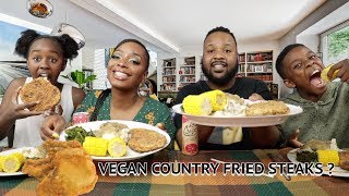 VEGAN COUNTRY FRIED STEAK RECIPE  MUKBANG  EATING SHOW [upl. by Rue]