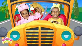 Wheels on the bus Animal Version  Nursery rhymes amp Kids songs  Kuku and Cucudu [upl. by Oicneconi]