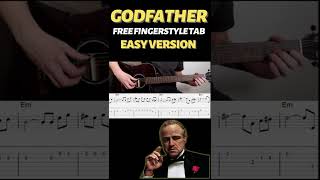 THE GODFATHER  VERY EASY Fingerstyle Guitar Tab For BEGINNERS With FREE TAB PDF [upl. by Ellenad695]