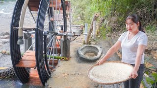 Install Rice Pounder Using A Large Water Wheel  Pounding Rice And Cooking Rice Ly Hieu Hieu [upl. by Francie]