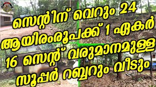 സെന്റിന് വെറും 24 ആയിരംരൂപക്ക് 1 ഏകർ 16 സെന്റ് വരുമാനമുള്ള സൂപ്പർ റബ്ബറും വീടും [upl. by Bodwell]