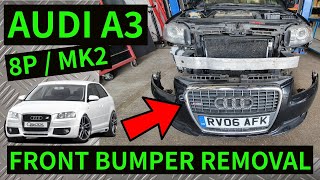 AUDI A3 8P  How To Remove Front Bumper Removal Replacement 20042012 [upl. by Nattie]