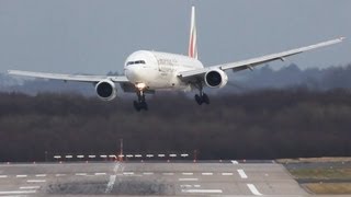 Crosswind LANDINGS during a STORM at Düsseldorf B777 767 757 A330  Storm Andrea [upl. by Merilee]