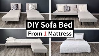 DIY sofa bed from ONE kingsize mattress  DIY Couch  DIY furniture [upl. by Enairb]