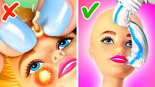 barbie mama need this 💇‍♀️ 💖🌈 Stitch those hairs and Dye her hair with candies 🍭 crafts makeover [upl. by Eiznyl640]