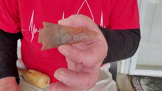 Flint Knapping  Testing a Flat Copper Bar for Percussion Thinning [upl. by Sirref69]