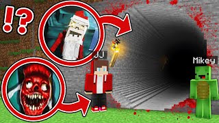 Mikey and JJ Found Longest Scary Santa Dweller amp Bridge Worm Tunnel at Night in Minecraft Maizen [upl. by Saturday]