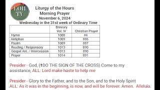 Liturgy of the Hours Morning Prayer November 6 2024 [upl. by Ethelred790]