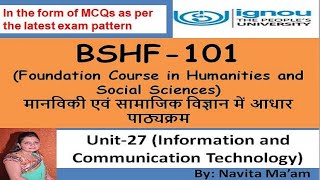 BSHF 101 UNIT27 Information and Communication Technology सूचना और संचार प्रौद्योगिकी [upl. by Teemus]