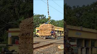 Overloaded Motor Van trapped at Rail Gate highspeedtrain passengertrainindiantrain railway [upl. by Oicram]