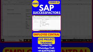 SAP SuccessFactors Employee Central Training Video 51 sapsuccessfactorstraining sapsuccessfactors [upl. by Amitak490]