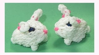 Rainbow Loom Charms 3D Bunny Crazy Loom  bands Fun Loom [upl. by Eelymmij]