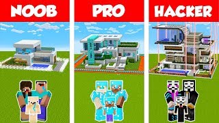 Minecraft NOOB vs PRO vs HACKER SAFEST FAMILY HOUSE BUILD CHALLENGE in Minecraft  Animation [upl. by Santiago]