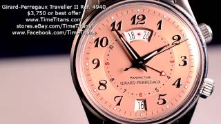 GirardPerregaux GP Traveller II GMT Alarm Ref 4940 Rare Salmon Dial [upl. by Arihsan855]