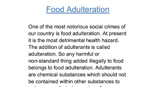 Paragraph  paragraph writing  write a Paragraph  topic  FOOD ADULTERATION paragraph english [upl. by Annua777]