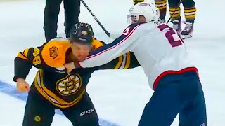 Jeffrey Viel Mathieu Olivier Fight  Columbus Blue Jackets vs Boston Bruins 2024 NHL Highlights [upl. by Engle]