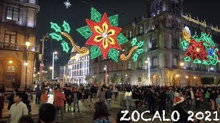 Mexico Citys Historic Centro Zocalo Christmas Lighting Ceremony  Mexico [upl. by Yetsirhc]