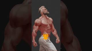 Sculpted Strength Bearded Man in Shirtless Pose Digital Painting  TimeLapse with Rebelle 7 art [upl. by Diad]