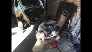 VW beetle engine install  the Kreiger project [upl. by Anahpos]