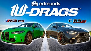 UDRAGS RACE MercedesAMG C 63 S E Performance vs BMW M3 CS  Quarter Mile Handling amp More [upl. by Earehc]