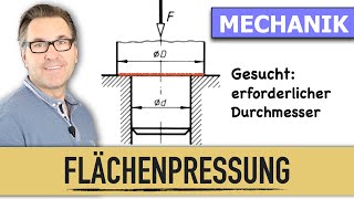 Flächenpressung  Durchmesser Wellenzapfen berechnen  Normalkraftveteilung  Druckspannungen [upl. by Tonie]