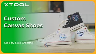 How to Make Custom Canvas Shoes with xTool M1  Step by Step Creating [upl. by Turnheim188]