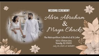 Wedding Ceremony  Alvin Abraham amp Maya Chacko  20 July 2024 [upl. by Kciremed90]