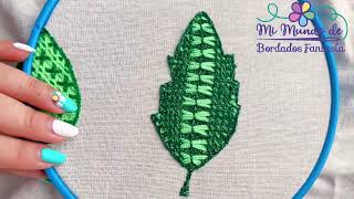 Bordado 33 Bordado Hoja 8 embroidery tutorial pasoapaso [upl. by Aiket]