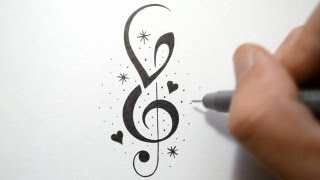 How to Incorporate Initials into Music Notes  Tattoo Design [upl. by Oiludbo]