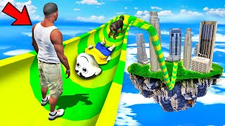 SHINCHAN AND FRANKLIN TRIED THE HIGHEST ALTITUDE WATER SLIDE FROM SKY MELA CHALLENGE IN GTA 5 [upl. by Naman]