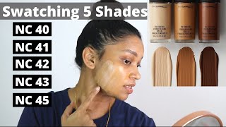 MAC Studio Fix Fluid Foundation Swatches  Demo  NC 40  NC 41  NC 42  NC 43  NC 45 [upl. by Ahsenal]