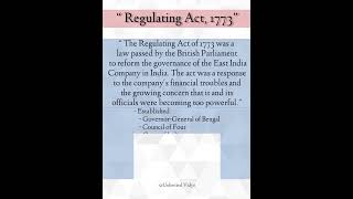 “ Regulating Act 1773 ”  Political Science  History  Unlimited Vidya shorts [upl. by Treblih]