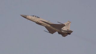 PakistaniChinese JF17 Thunder Fighter Jet Flies at Dubai Airshow – AIN [upl. by Akihsal]